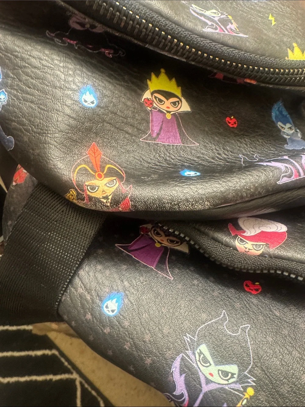 Disney Black Kids Crossbody Bag with Multicolor Villain Icons